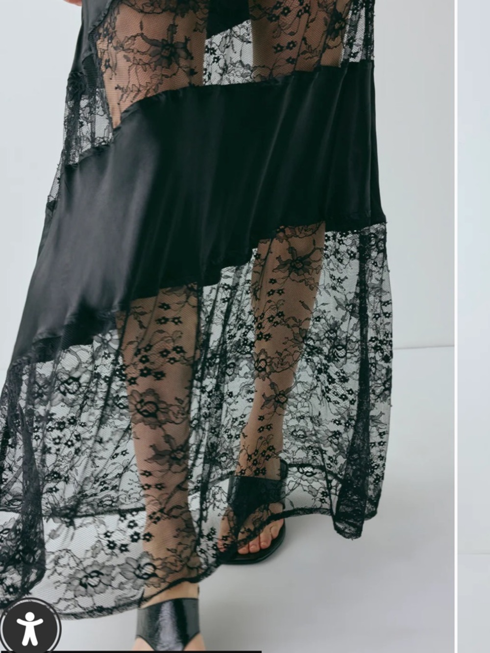 Sleeveless Black Lace-Panel Maxi Dress - Picture 4 of 7